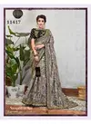 Grey Colour Norita Digital Print Silk Party Wear Zari And Cord Embroidery Work Saree 11417